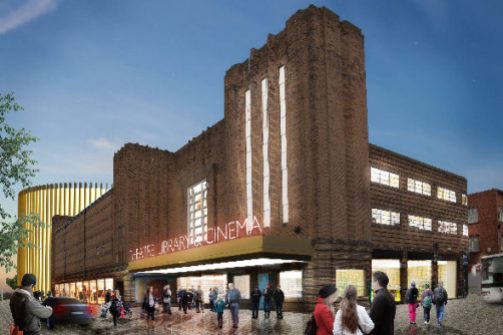 Chester's Theatre, Library and Cinema will be a cultural hub for the city after its completion in early 2016. © Bennett Architects