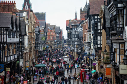 Shoppers in Bridge Street, Chester (Source: allaboutmoney.com)