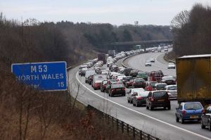 Traffic queues on the M53 motorway (Source: Chester Chronicle)